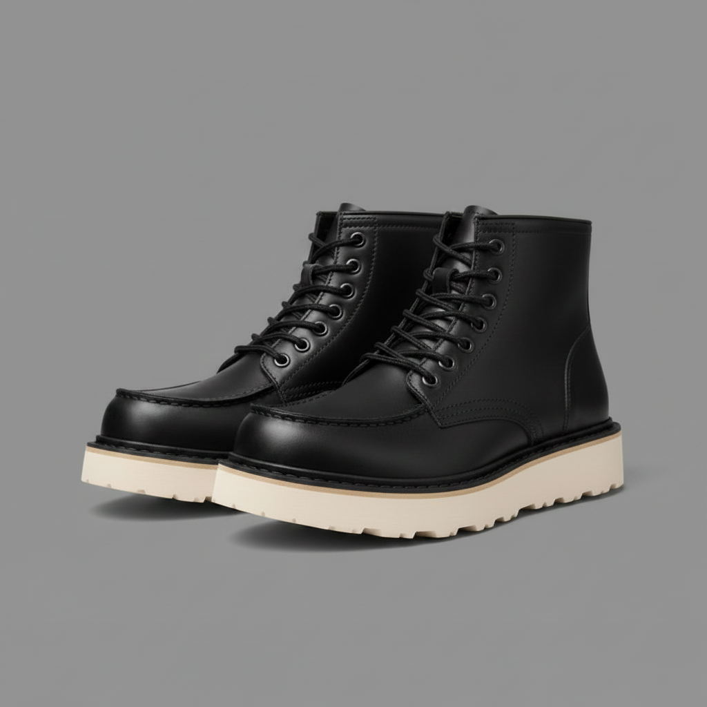 Black Ankle Boots | Durable Lace-Up Leather Footwear