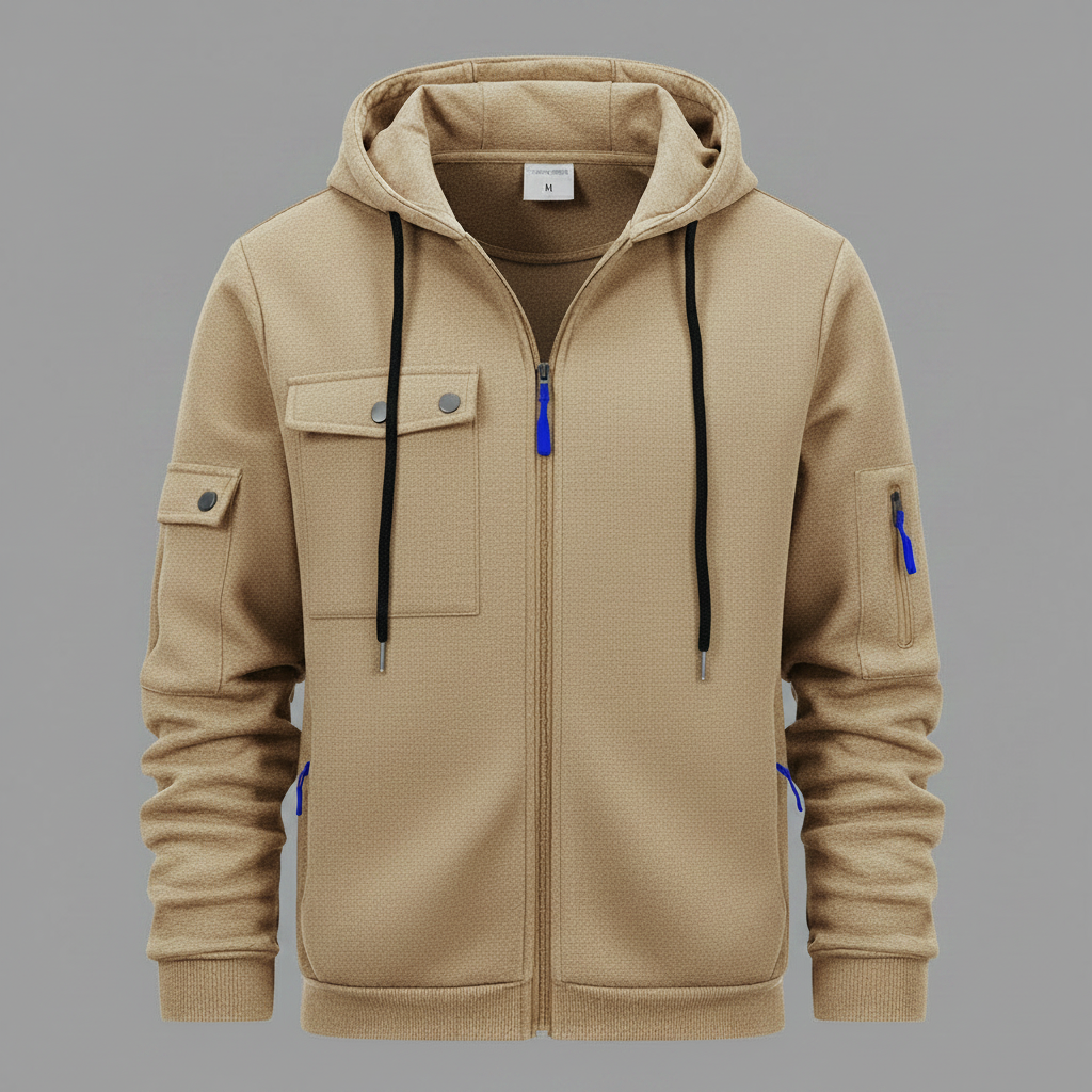 Men's Utility Zip-Up Hoodie | Casual Sweatshirt
