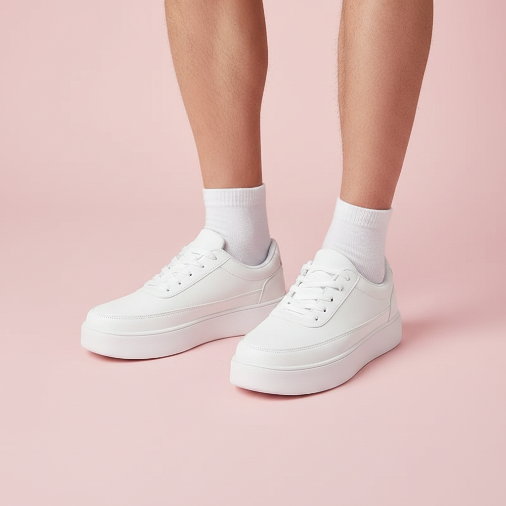 Men's White Platform Sneakers | Casual Trainers