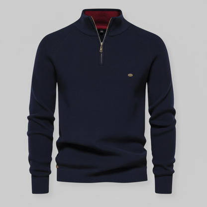 Men's Black Half-Zip Jumper | Slim Fit Knitwear