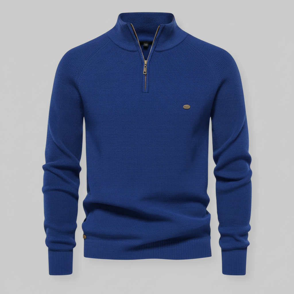 Men's Black Half-Zip Jumper | Slim Fit Knitwear
