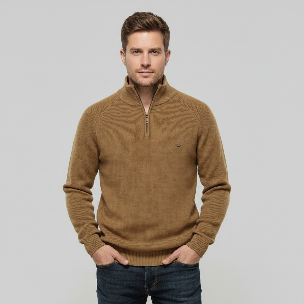 Men's Black Half-Zip Jumper | Slim Fit Knitwear