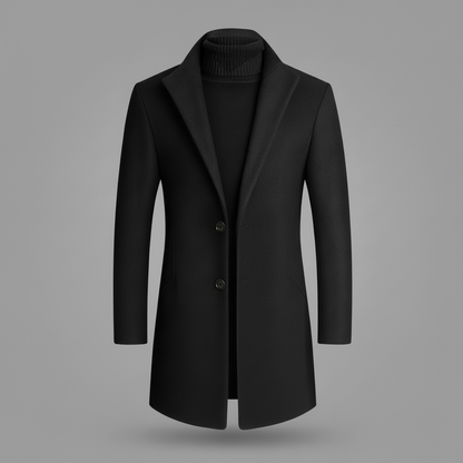 Men's Long Overcoat | Stylish Notched Lapel Coat