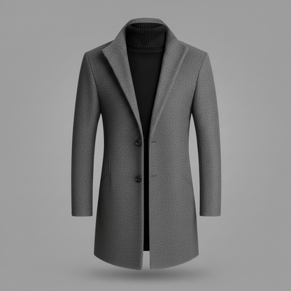 Men's Long Overcoat | Stylish Notched Lapel Coat