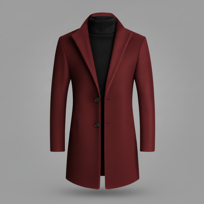 Men's Long Overcoat | Stylish Notched Lapel Coat