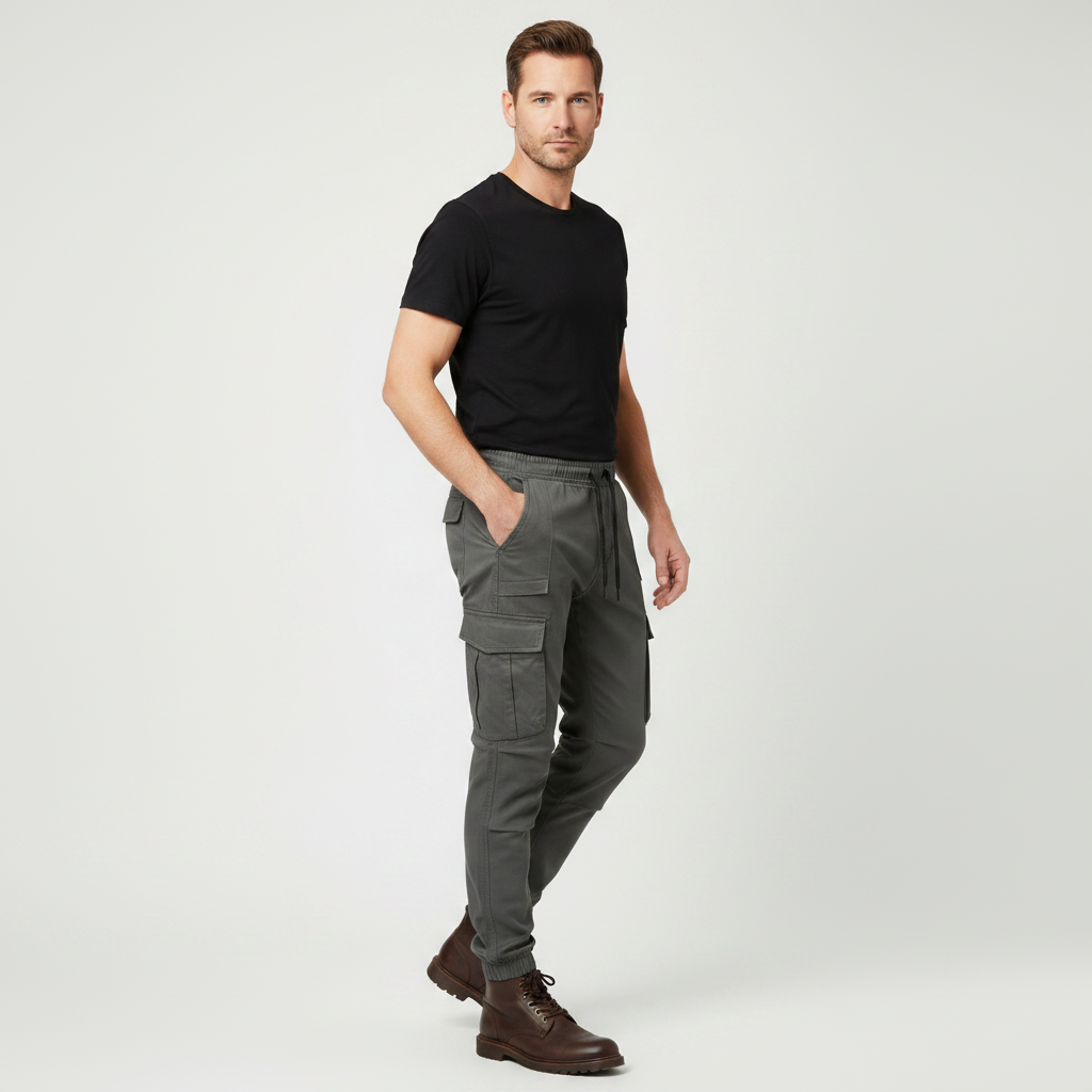 Men's Tactical Cargo Pants | Black Cargo Trousers for Outdoor Use