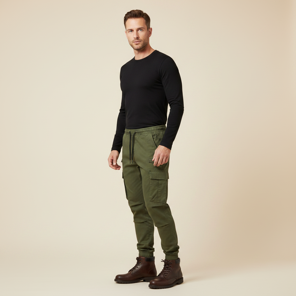 Men's Tactical Cargo Pants | Black Cargo Trousers for Outdoor Use