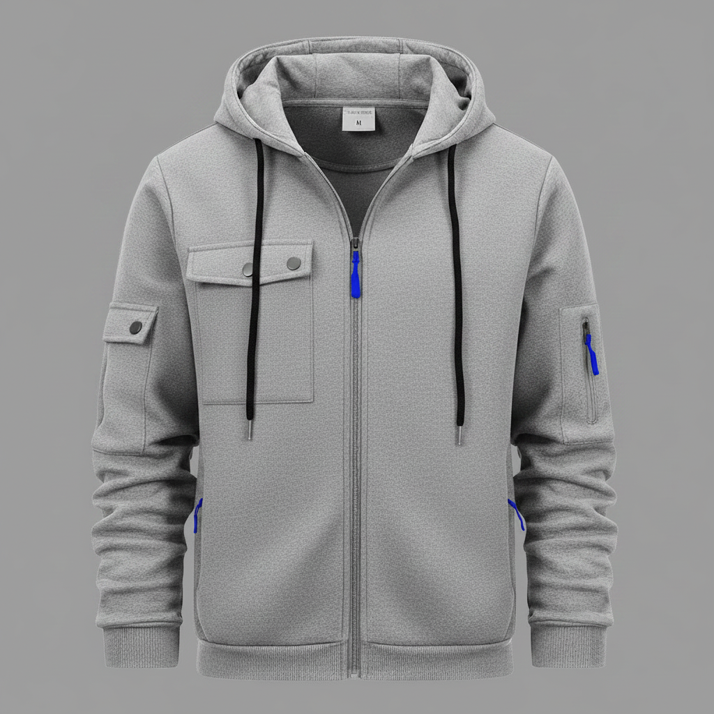 Men's Utility Zip-Up Hoodie | Casual Sweatshirt