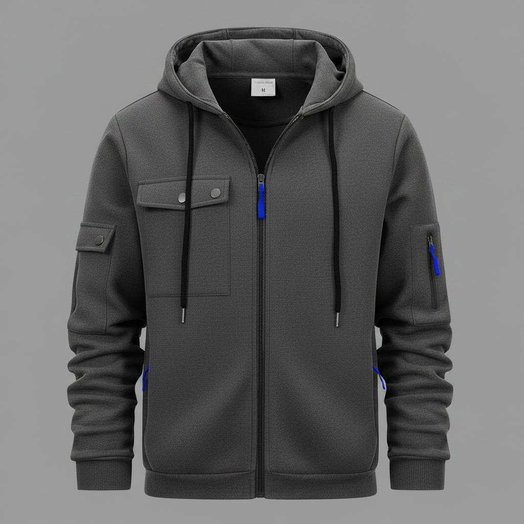 Men's Utility Zip-Up Hoodie | Casual Sweatshirt