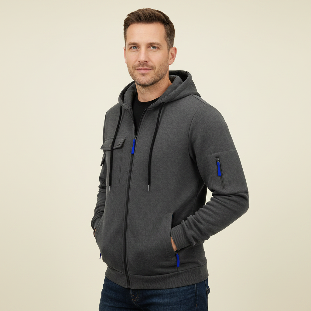 Men's Utility Zip-Up Hoodie | Casual Sweatshirt
