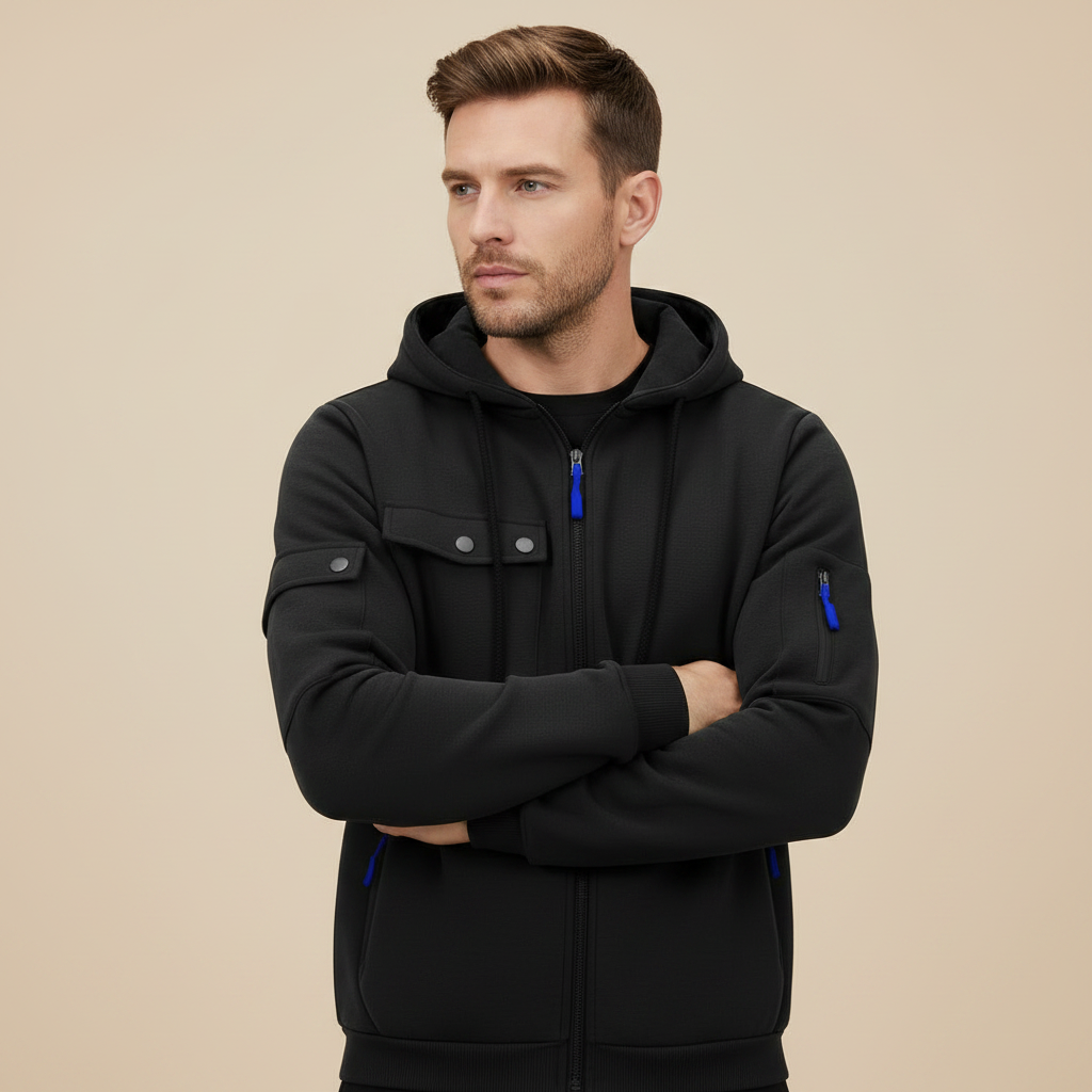 Men's Utility Zip-Up Hoodie | Casual Sweatshirt