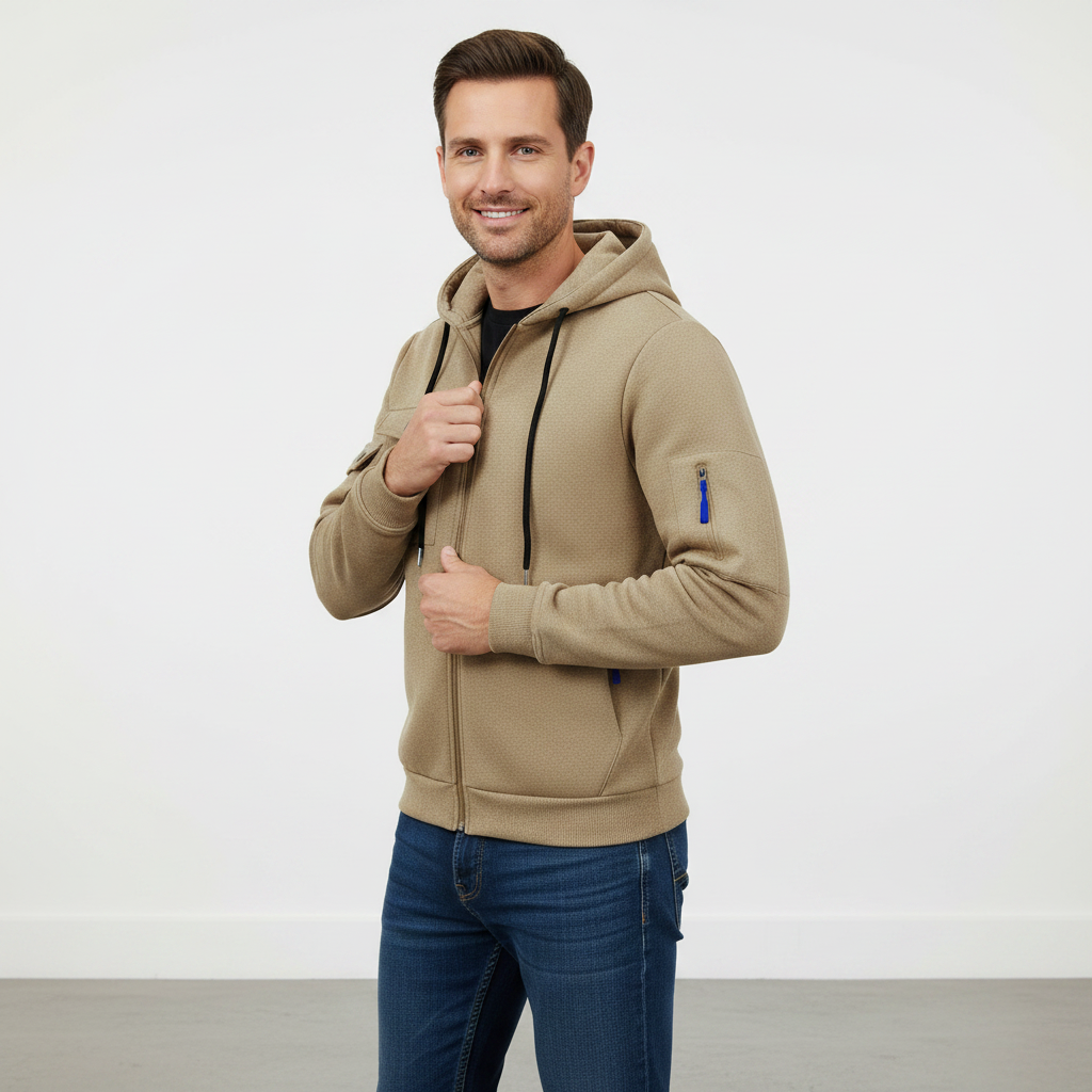 Men's Utility Zip-Up Hoodie | Casual Sweatshirt