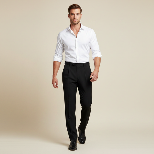Men's Pleated Trousers | Straight Fit Formal Pants