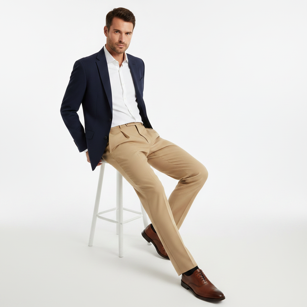 Men's Pleated Trousers | Straight Fit Formal Pants