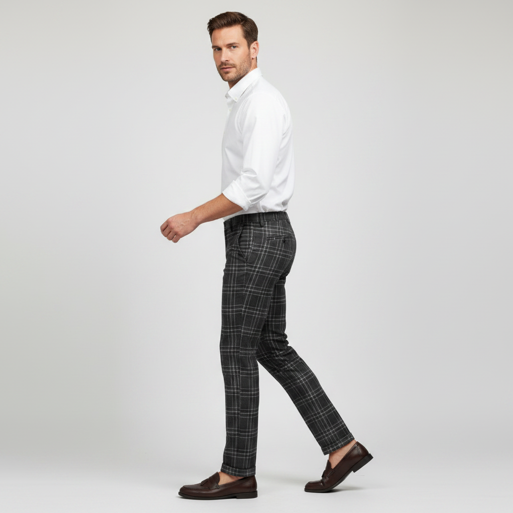 Sasha Checked Chinos | Men's Trousers for Casual Wear
