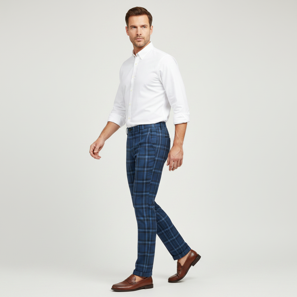 Sasha Checked Chinos | Men's Trousers for Casual Wear