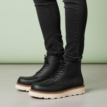 Black Ankle Boots | Durable Lace-Up Leather Footwear